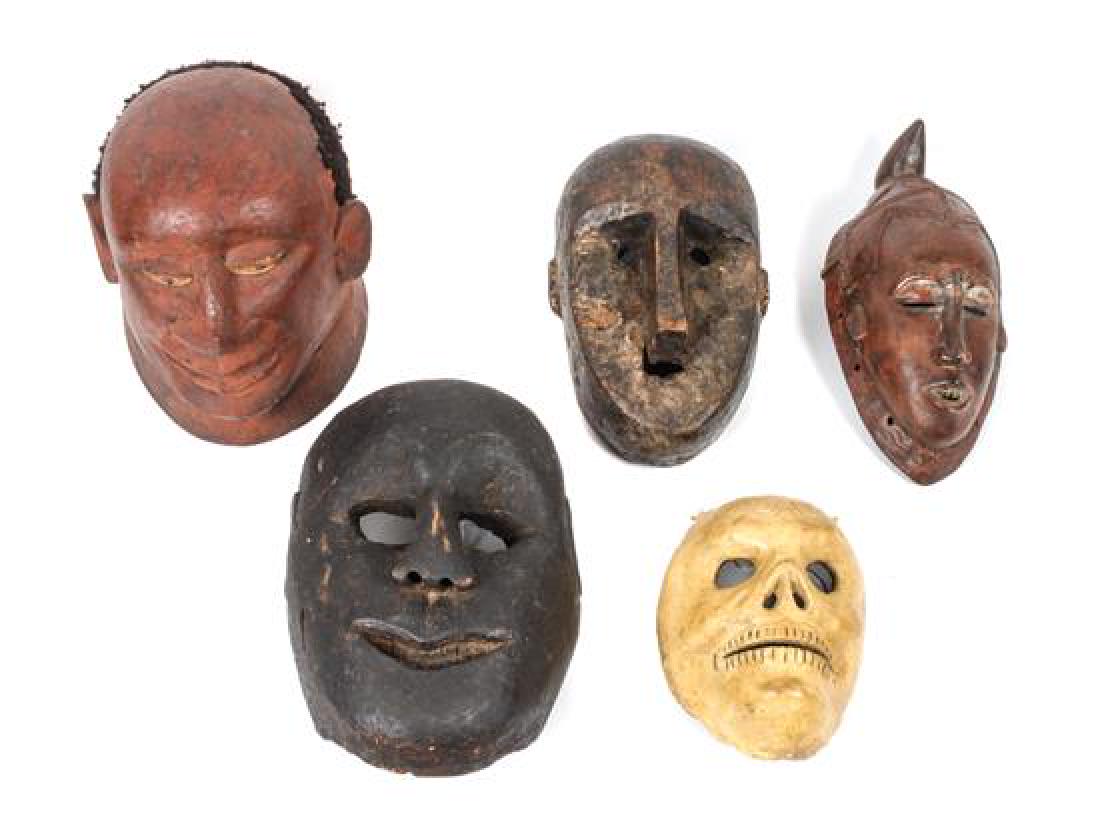 Five Decorative Masks Height of largest 11 1/2 inches (1 of 1)