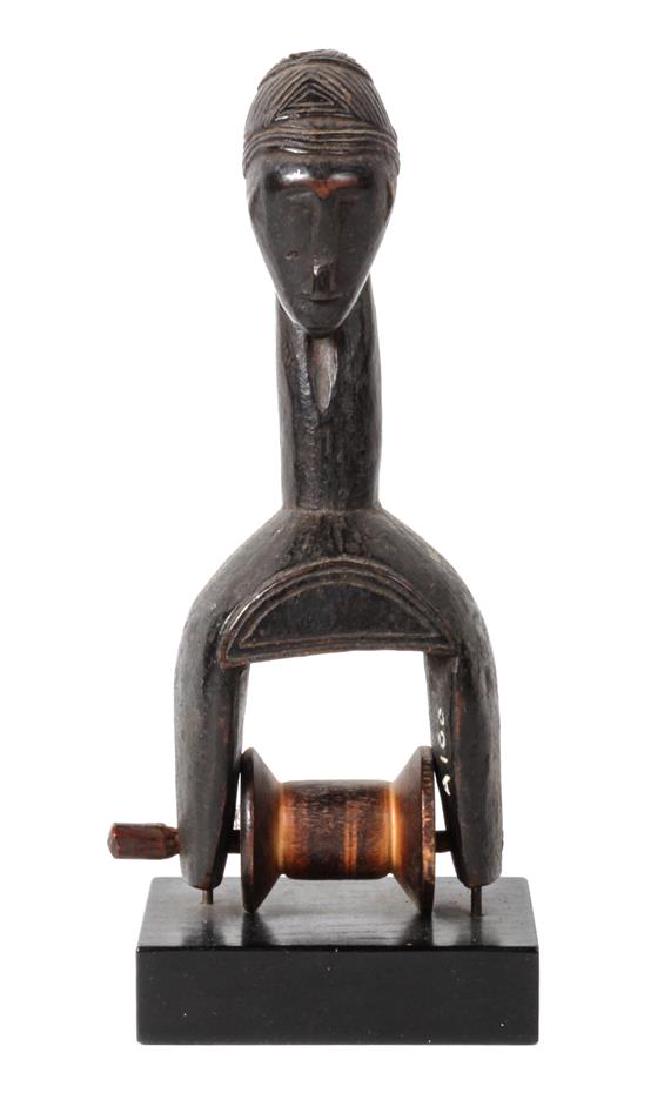 African Carved Wood Heddle Pulley Height 7 1/2 inches (1 of 1)