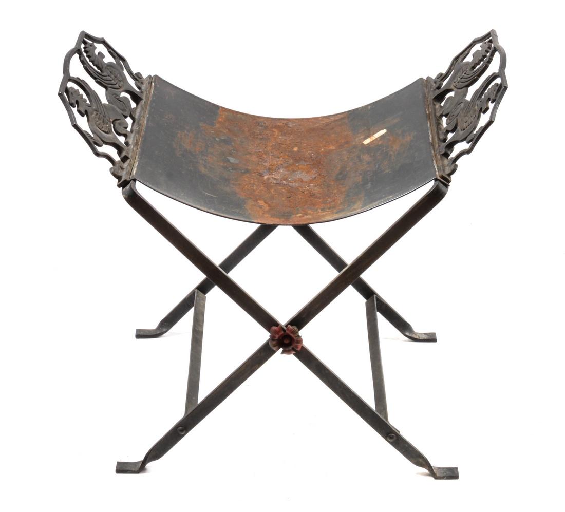 Neoclassical Metal Stool Height 20 1/2 x width 22 x (1 of 1)