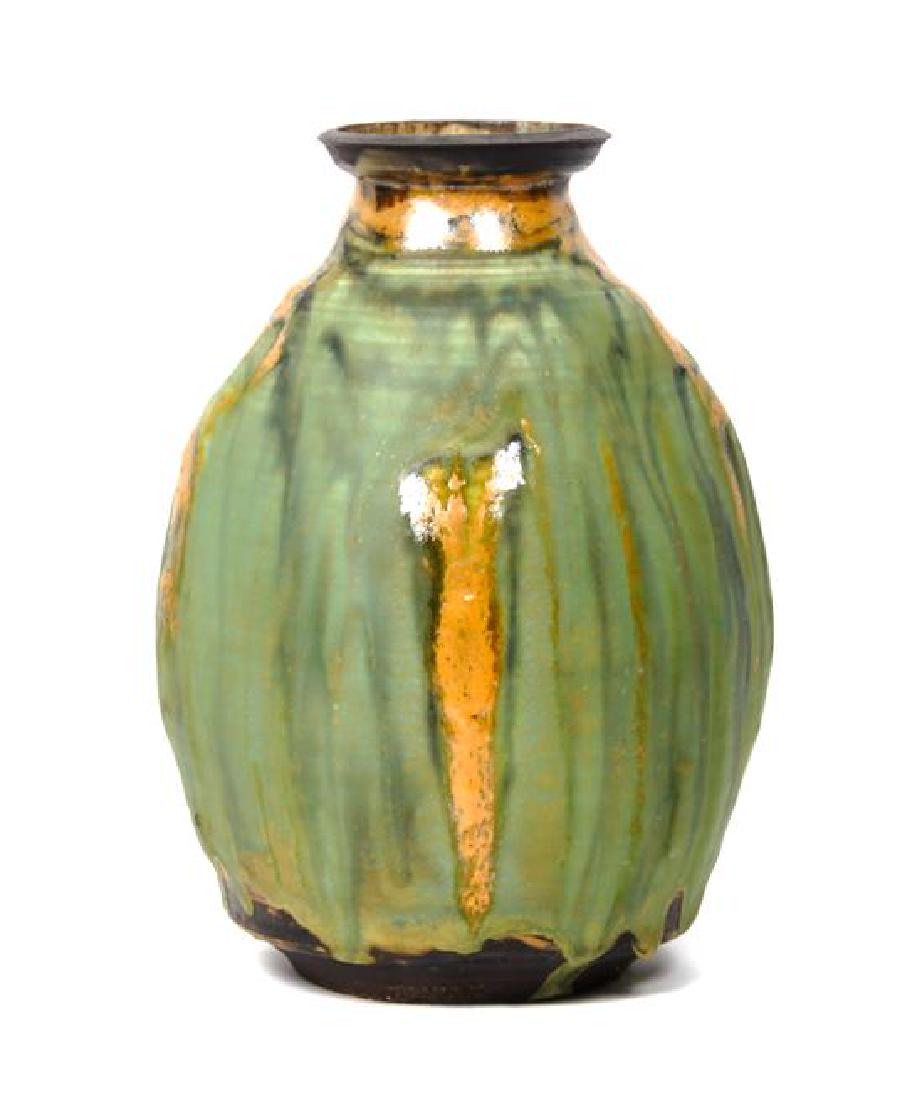 Rose Cabat Height 9 1/2 inches: Rose Cabat (american, 1914-2015) Feelies Vase, decorated with green and yellow glaze Height 9 1/2 inches Estimate $700-900 Property from the Collection of R. A. Woods, Tucson, Arizona
