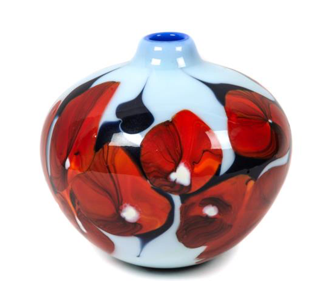 George Thiewes Height 4 1/2 inches: George Thiewes (american, 20th century) glass vase, signed Thiewes, 79' Height 4 1/2 inches Estimate $80-120