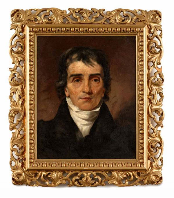 Attributed to Thomas Sully (1783-1872), portrait o: Attributed to Thomas Sully (1783-1872) portrait of a gentleman Unsigned, inscription on stretcher Sully Grandfather Bellas," framed. Lined. 19 x 15 1/2 in. (sight) "
