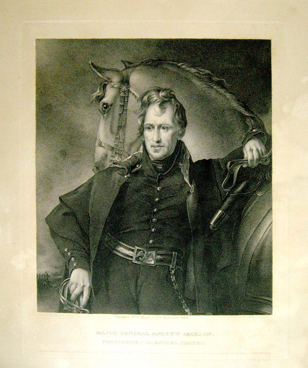 After Thomas Sully (1783-1892) James Barton Longac: After Thomas Sully (1783-1892) James Barton Longacre (1794-1869) major general andrew jackson, president of the united states" 1820 Engraving. 18 1/4 x 13 3/8 in. "