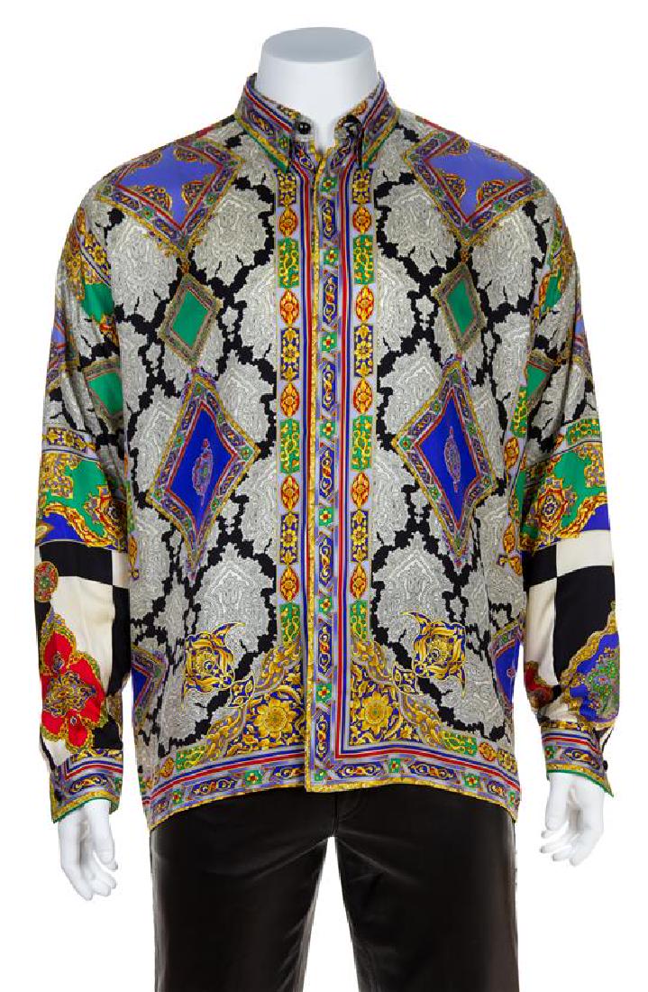 A Gianni Versace Silk Atelier Print Shirt, Size 54. (1 of 1)