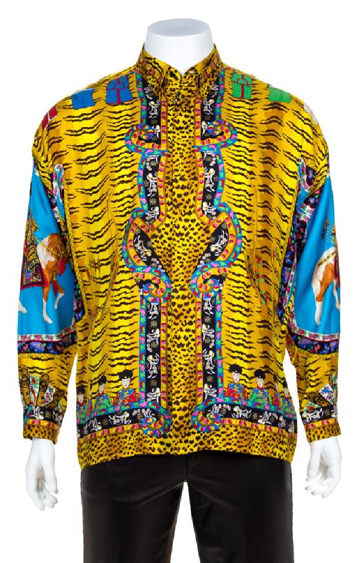 A Gianni Versace Silk Atelier Print Shirt, Size 50. (1 of 1)