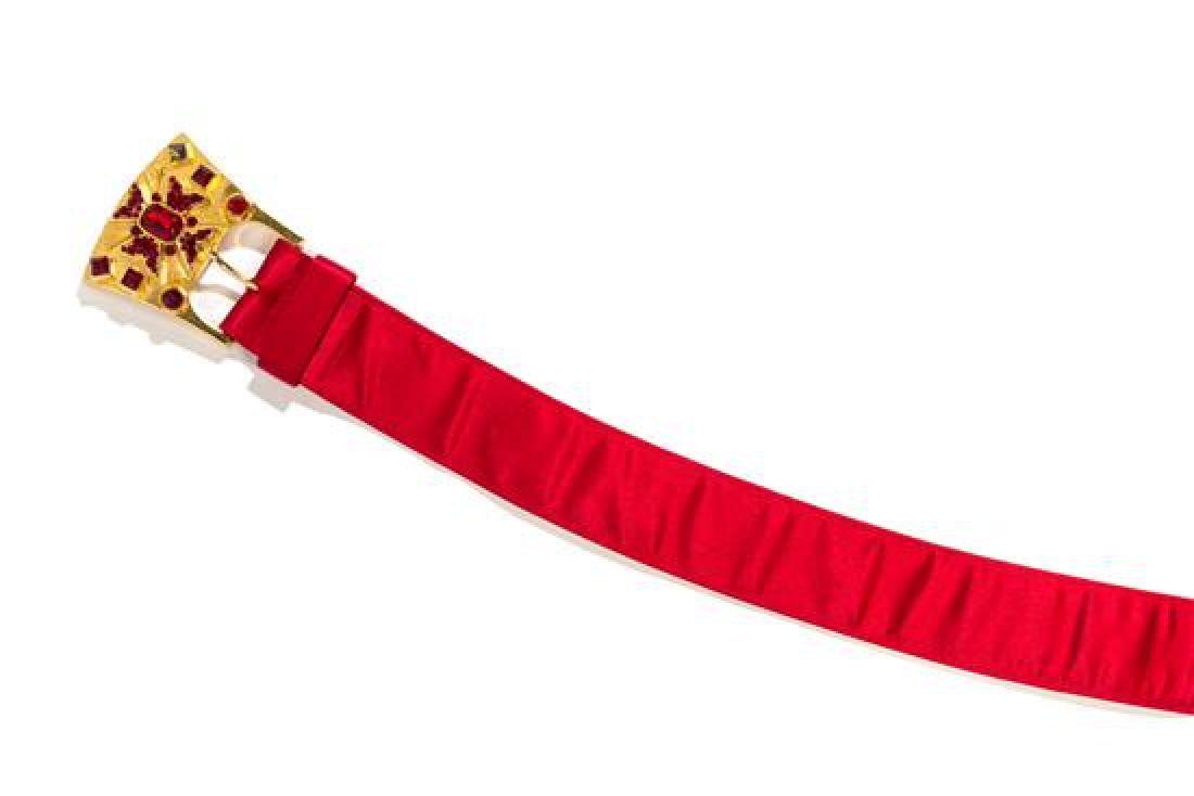 A Gianni Versace Red Satin Belt, Size 70. (1 of 1)