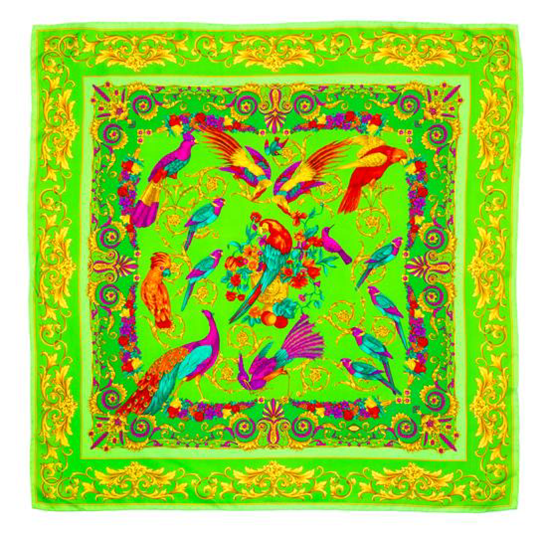 A Gianni Versace Silk Print Scarf, 35" x 35". (1 of 1)