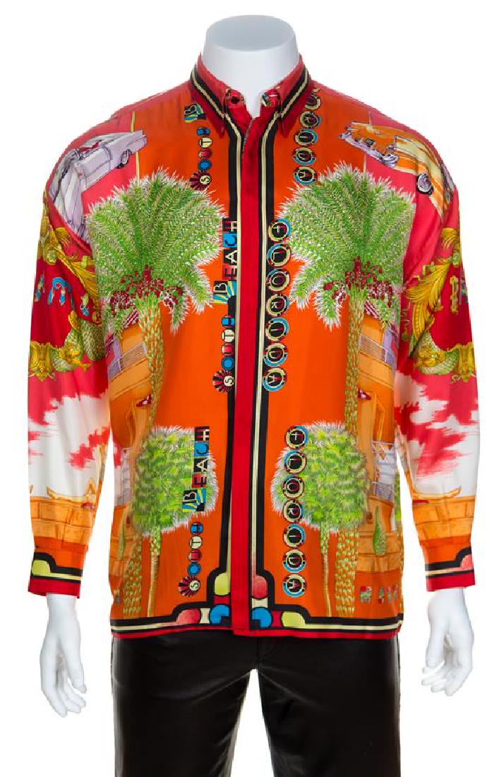 A Gianni Versace Silk Print Shirt, Size 48. (1 of 1)