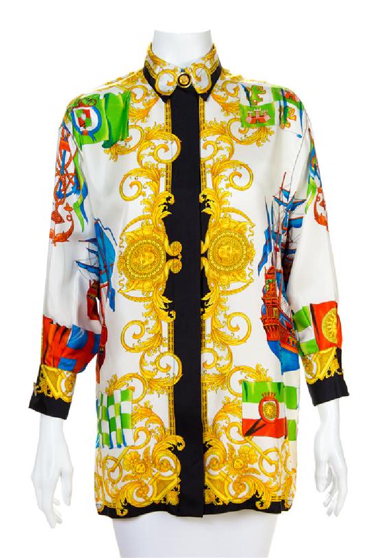 A Gianni Versace Silk Print Shirt, Size 40. (1 of 1)