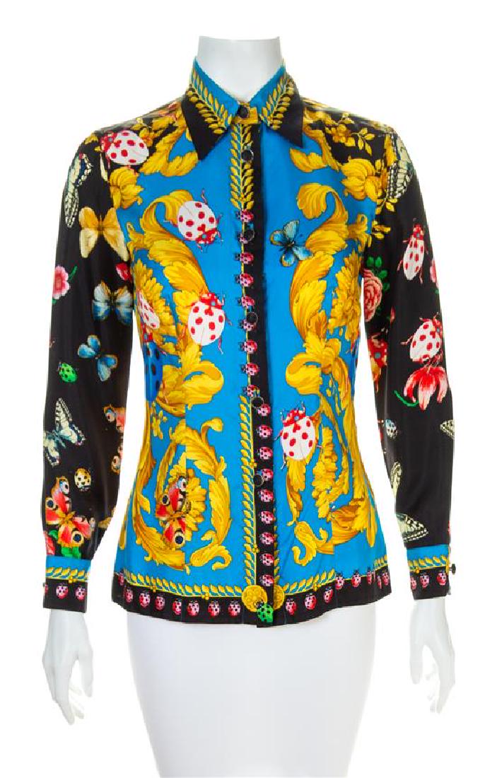 A Gianni Versace Silk Print Shirt, Size 38. (1 of 1)