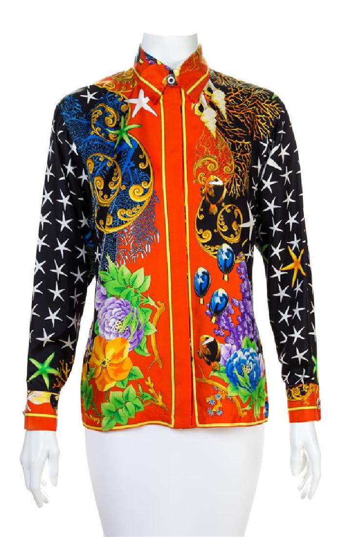 A Gianni Versace Silk Print Shirt, Size 38. (1 of 1)