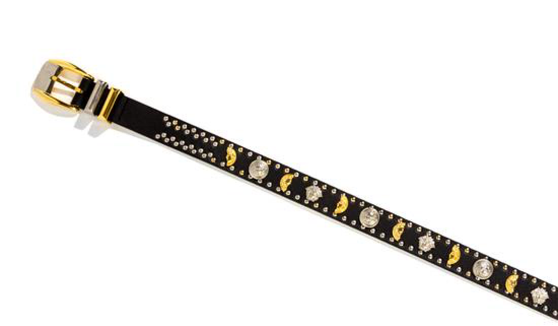 A Gianni Versace Black Leather "Broken Coin" Belt, Size (1 of 1)