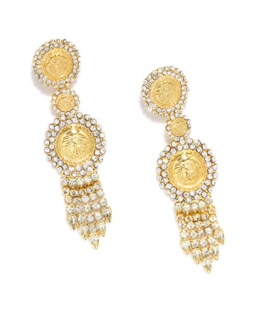 A Pair of Gianni Versace Medusa and Rhinestone Fringe (1 of 1)