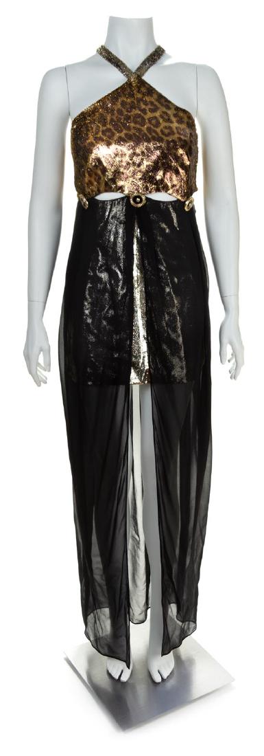 A Gianni Versace Gold Silk and Leopard Print Mini (1 of 1)