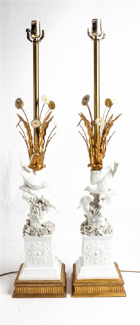A Pair of Continental Blanc de Chine Lamps (1 of 1)