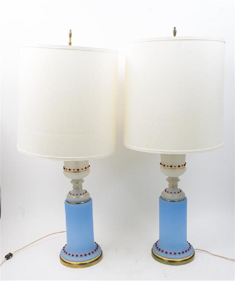 A Pair of Opaline Glass Table Lamps (1 of 1)