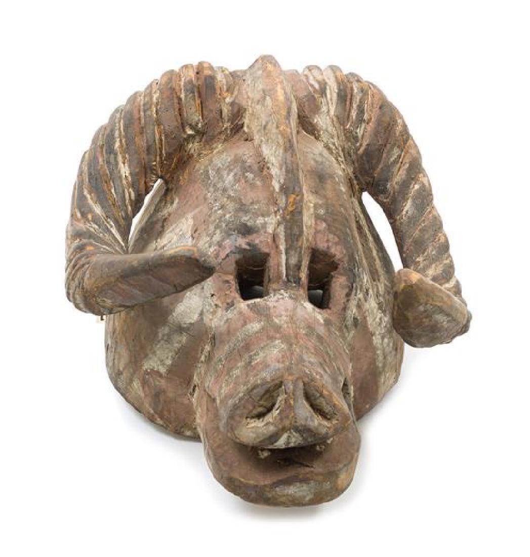 A Bobo-Fing Wood Ram's Head Mask (1 of 1)