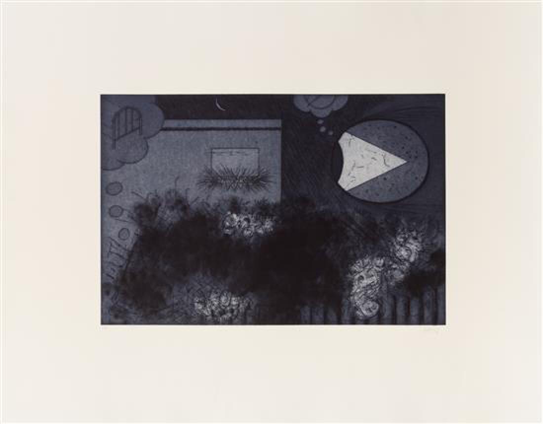 Robert Morris: * Robert Morris (American, b. 1931) Untitled,1988 etching and aquatint numbered 10/30, signed and dated in pencil Sheet: 22 1/2 x 27 3/4 inches. Estimate $100-200 Property from the Collection of the A