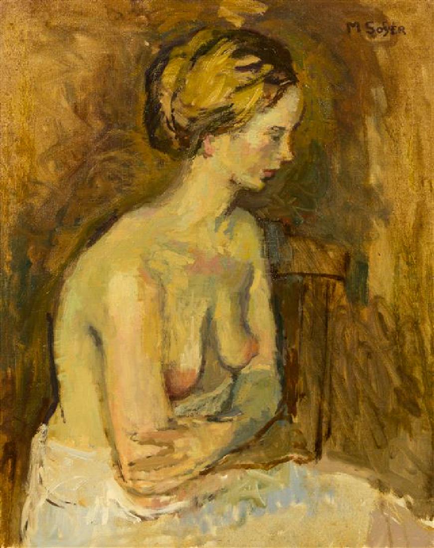 Moses Soyer: Moses Soyer (American, 1899–1974) Study of a Blonde Woman oil on canvas signed M Soyer (upper right) 20 x 16 inches. Estimate $400-600 Provenance: Sold: Phillips de Pury & Co., New York, Jan