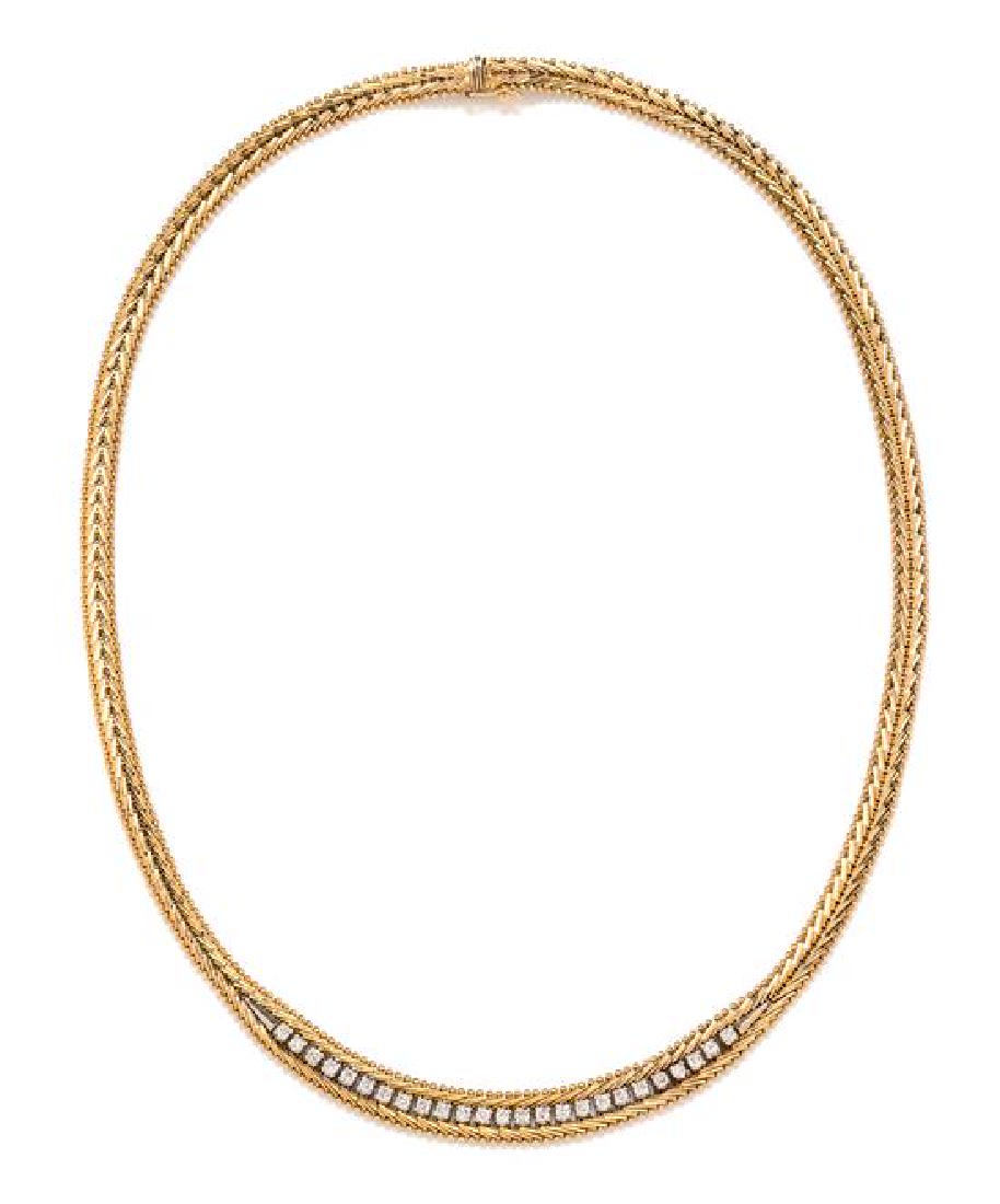 * An 18 Karat Bicolor Gold and Diamond Necklace, (1 of 1)
