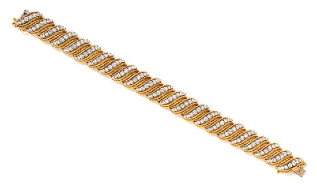 A Yellow Gold, Platinum and Diamond Bracelet, 48.55 (1 of 1)