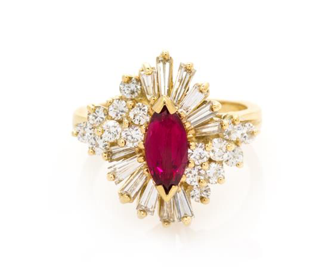 * A Yellow Gold, Ruby and Diamond Ring, 4.90 dwts. (1 of 1)