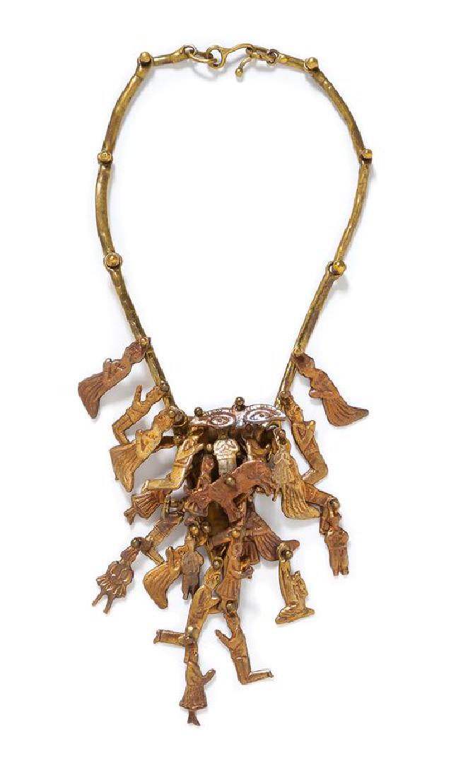 * A Brutalist Mixed Metal Kinetic Milagros Fringed Bib (1 of 1)