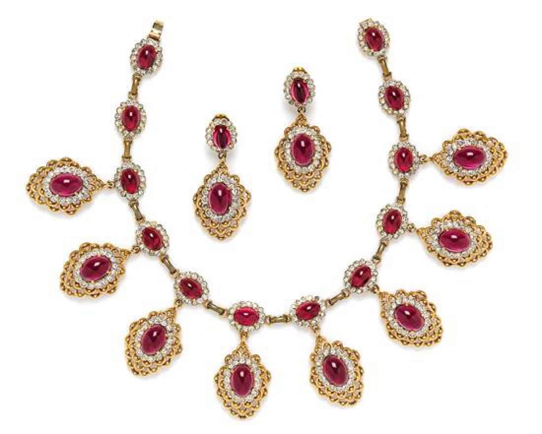* A Kenneth Jay Lane Faux Ruby Demi Parure, Necklace: (1 of 1)