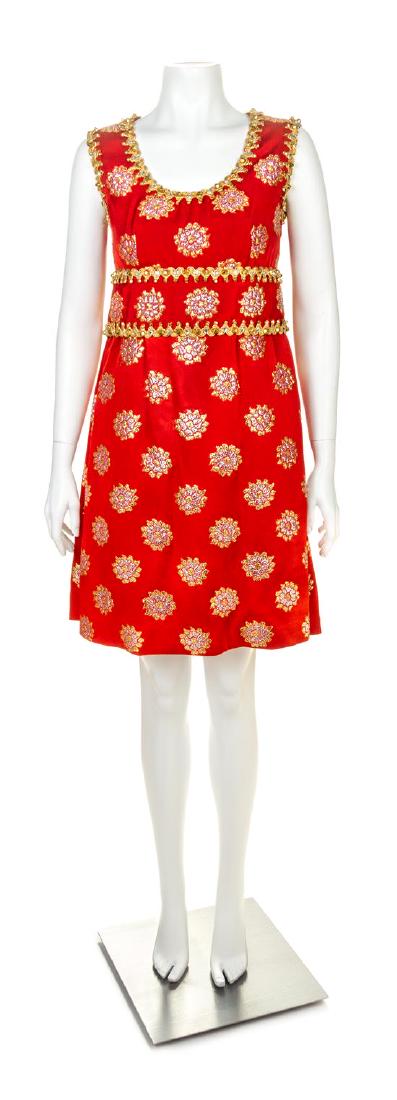 An Oscar de la Renta Red Silk Embellished Dress, No (1 of 3)