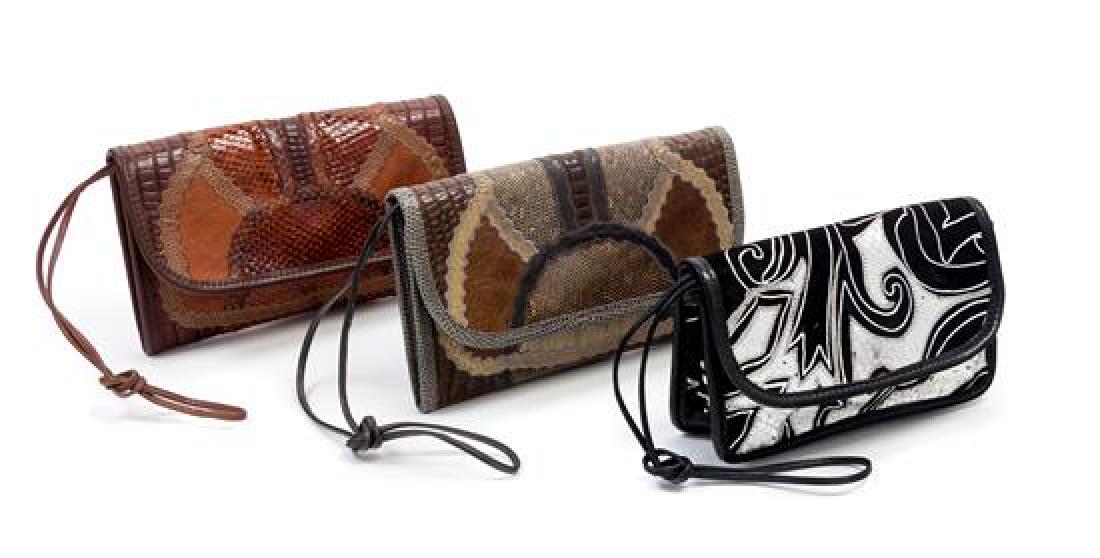 A Grouping of Three Carlos Falchi Leather and Snakeskin (1 of 5)
