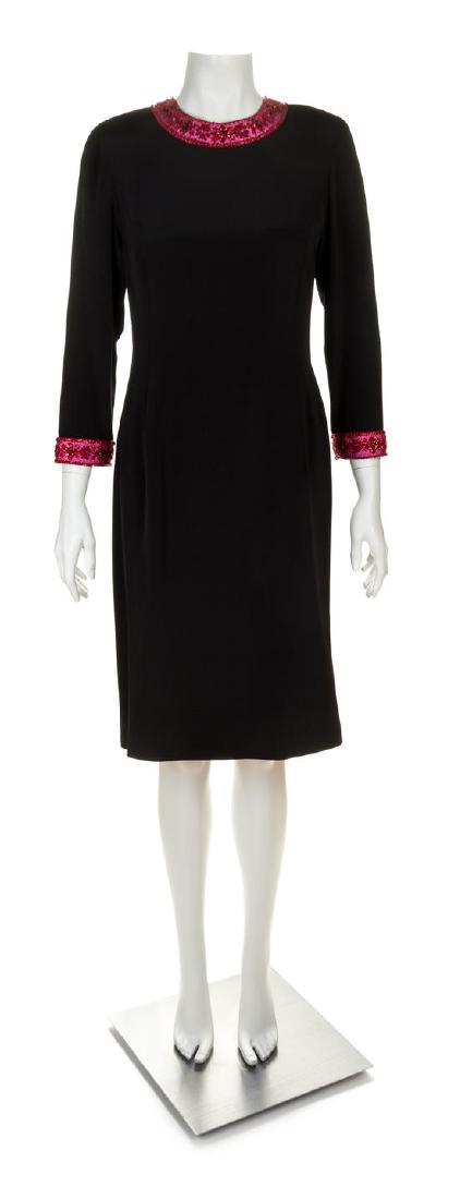 A Carolina Herrera Black Silk Cocktail Dress, Size 8. (1 of 3)
