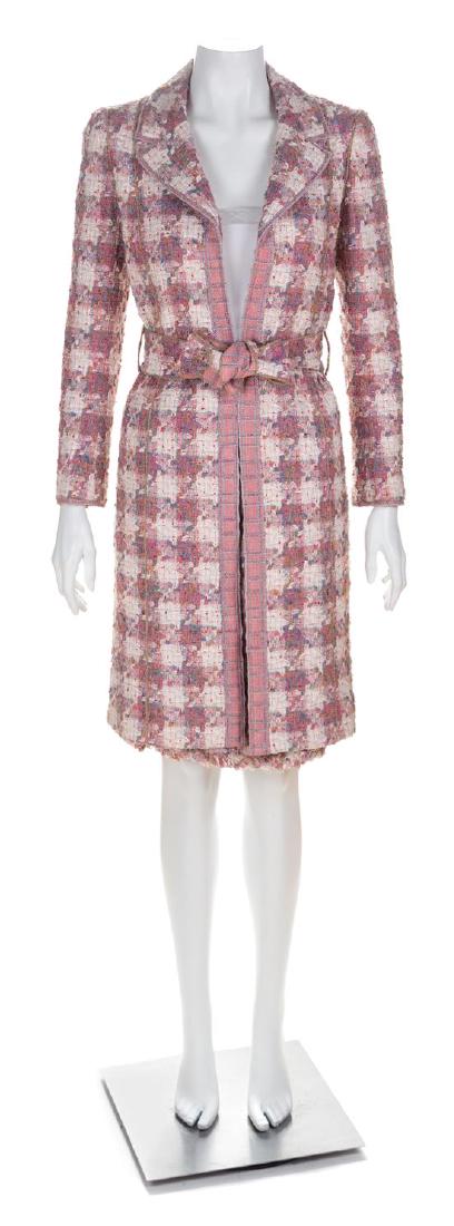 A Chanel Pink Cotton Tweed Coat and Skirt Ensemble, (1 of 3)