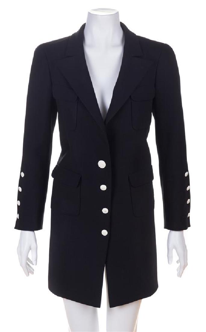 A Chanel Black Wool Oversized Jacket, Size 36. (1 of 2)