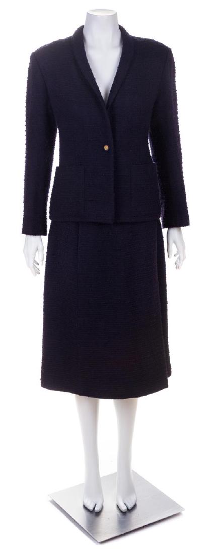 * A Chanel Creations Navy Boucle Jacket and Skirt, Size (1 of 2)