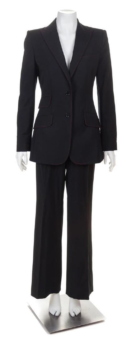 A Dolce & Gabbana Black Wool Pant Suit, Size 40. (1 of 3)