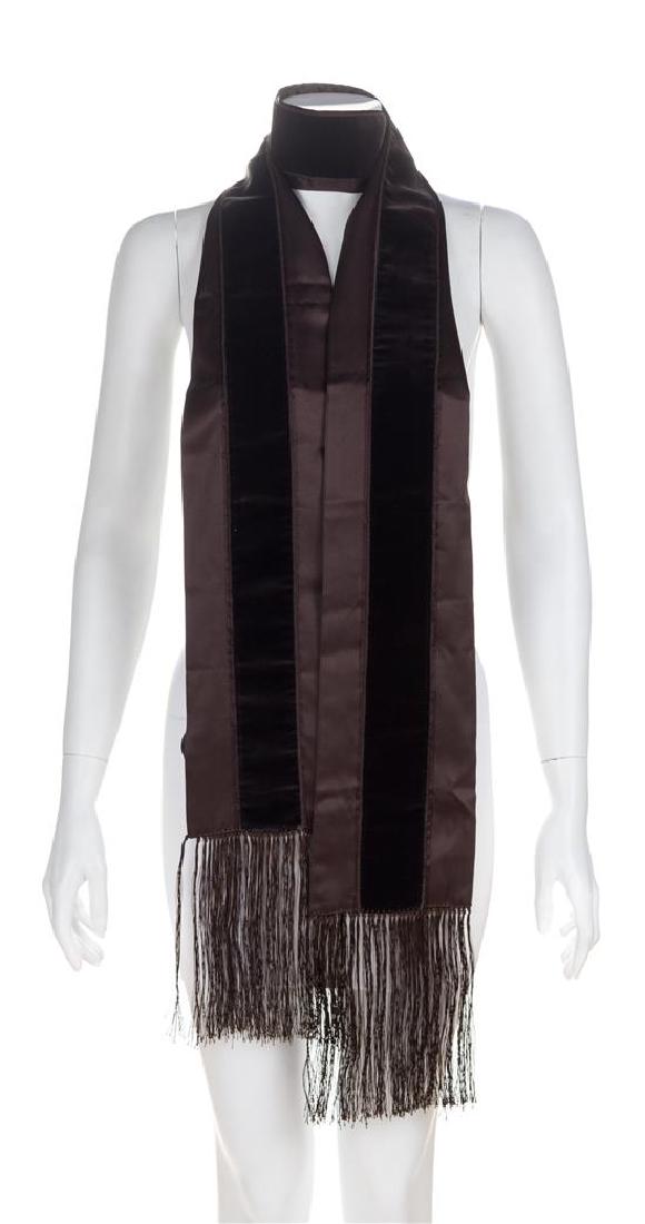 A Gucci Brown Silk Scarf, 77" x 5.75". (1 of 2)