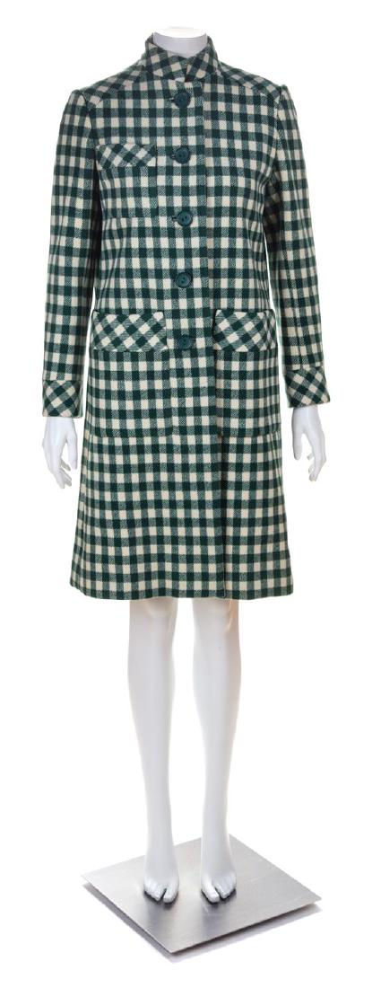 A Donald Brooks Green and Cream Plaid Wool Coat, No (1 of 2)