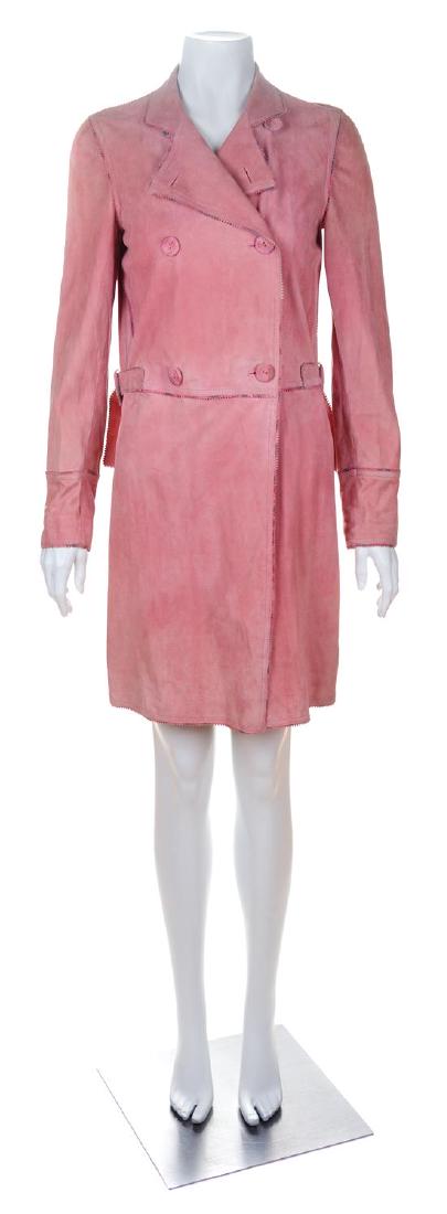 An Emanuel Ungaro Pink Suede Double Breasted Coat, Size (1 of 3)