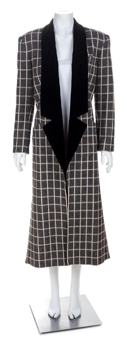 An Escada Black and Cream Wool Coat, Size 36. (1 of 2)