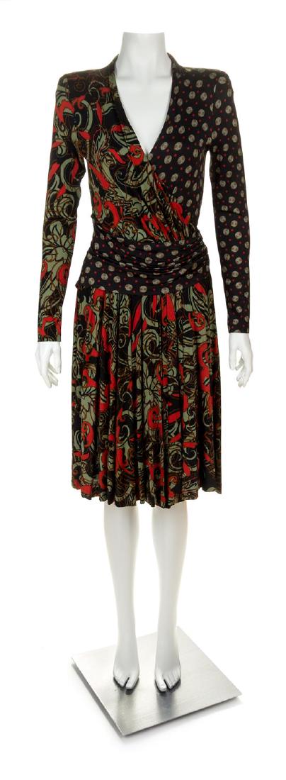 An Etro Black Patterned Wrap Dress, Size 44. (1 of 3)