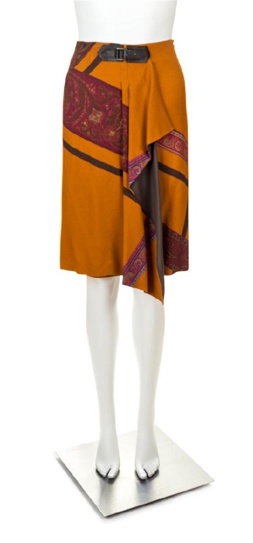 An Etro Orange Wool A-Line Skirt, Size 42. (1 of 3)