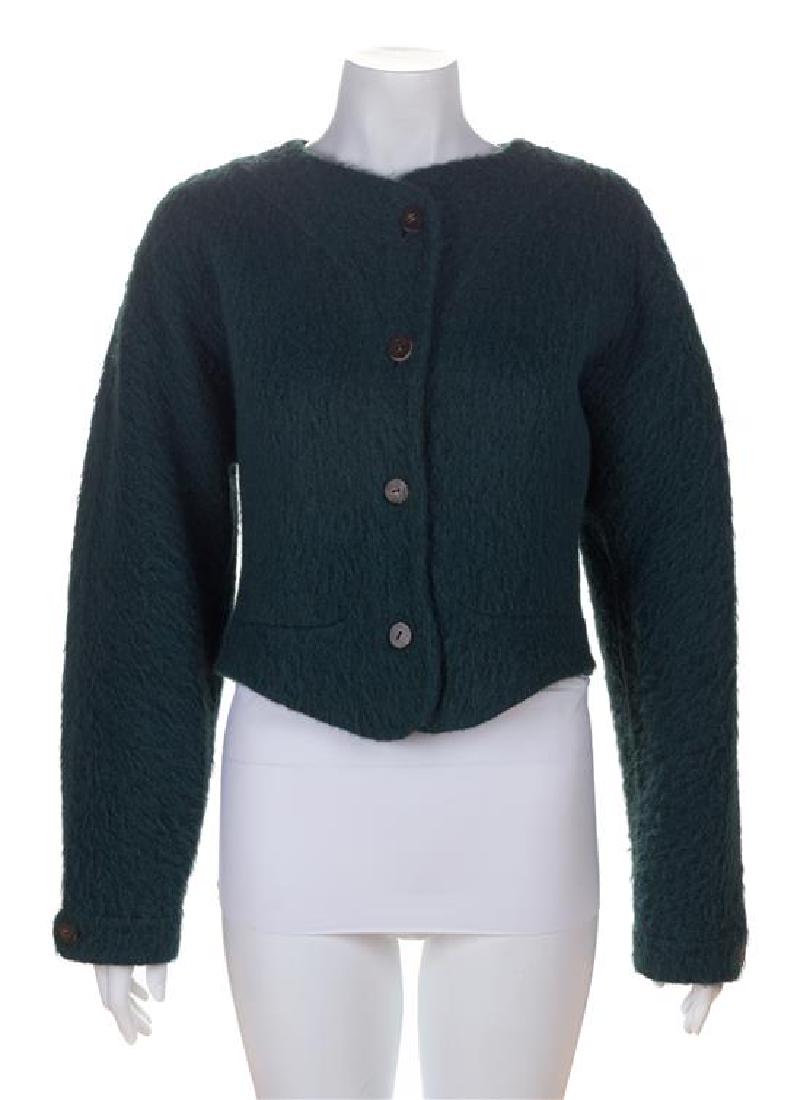 * A Geoffrey Beene Green Boiled Wool Crop Jacket, Size (1 of 2)