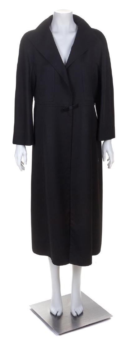 A Gianfranco Ferre Black Wool Coat, Size 48. (1 of 3)