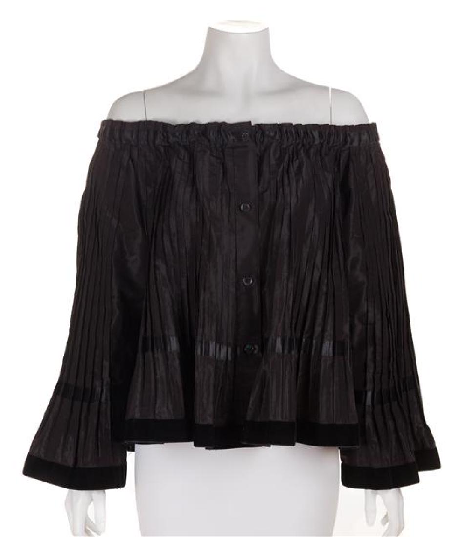 A Kenzo Black Pleated Blouse, Size 38. (1 of 2)