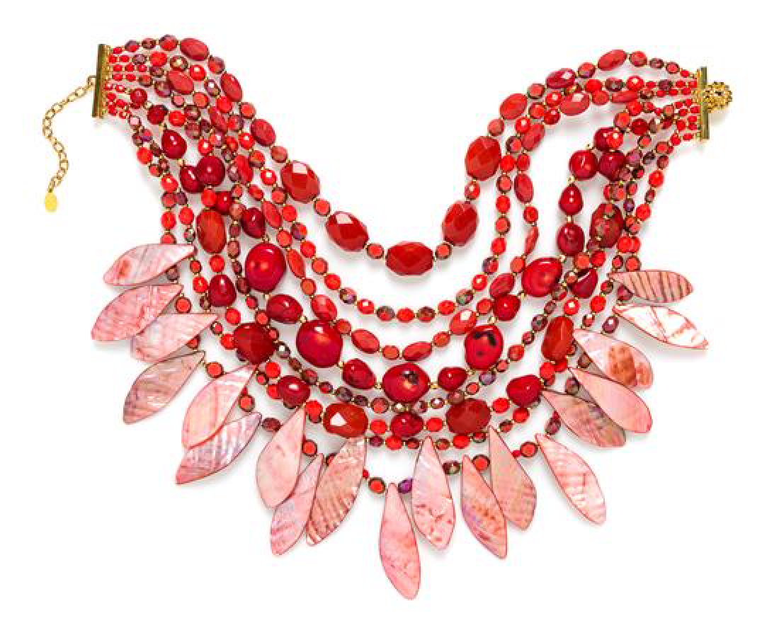 * A Barrera Coral Bead Multistrand Choker, 15" shortest (1 of 1)