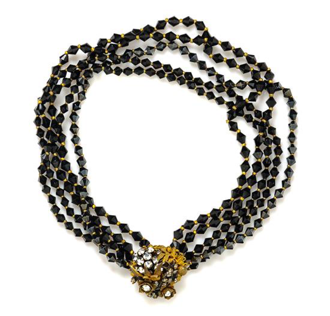 A Miriam Haskell Five Strand Beaded Necklace, 15" x 1". (1 of 1)