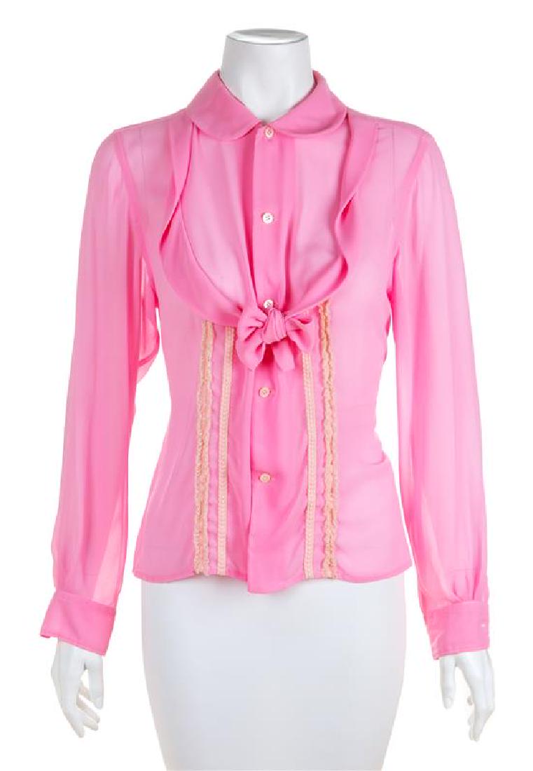 * A Comme des Garcons Pink Silk Blouse, Size medium. (1 of 3)