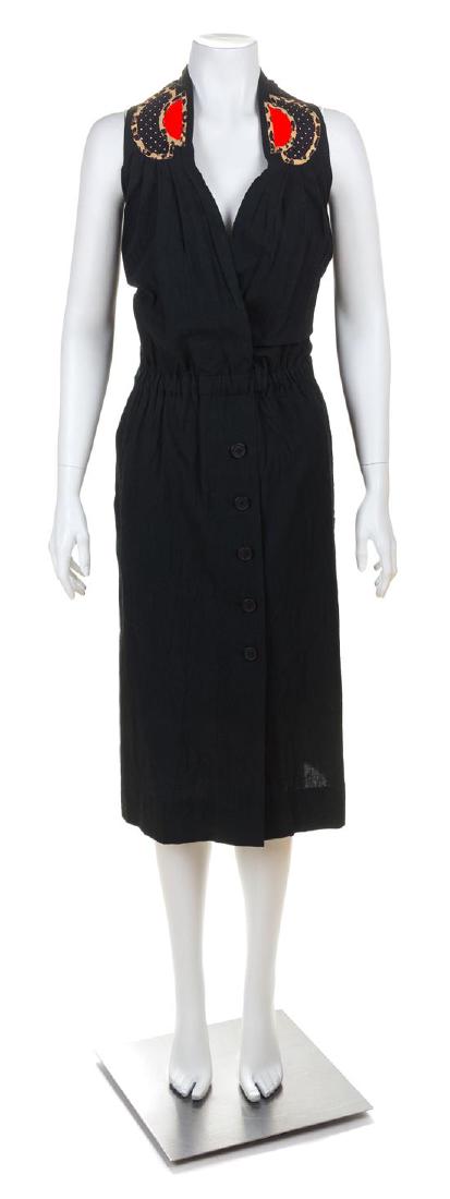 * A Koos Black Cotton Halter Dress, Size 12. (1 of 3)