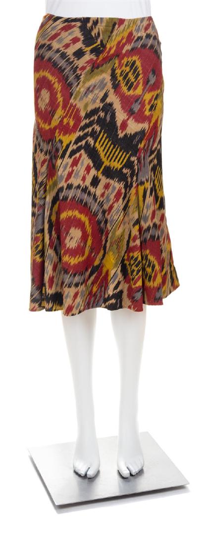 An Oscar de la Renta Cotton and Silk Ikat Skirt, Size (1 of 3)