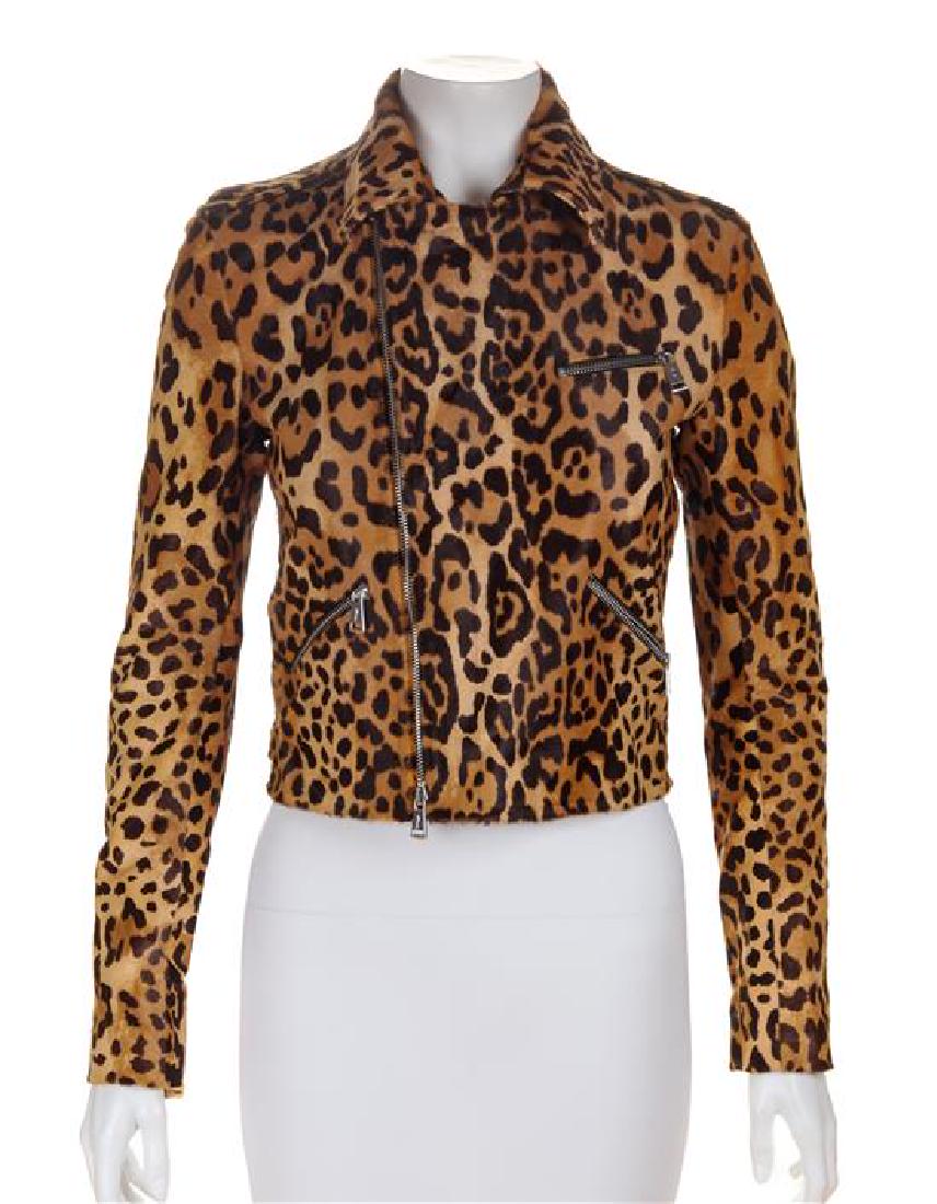 A Ralph Lauren Calf Hair Animal Print Moto Jacket, Size (1 of 3)